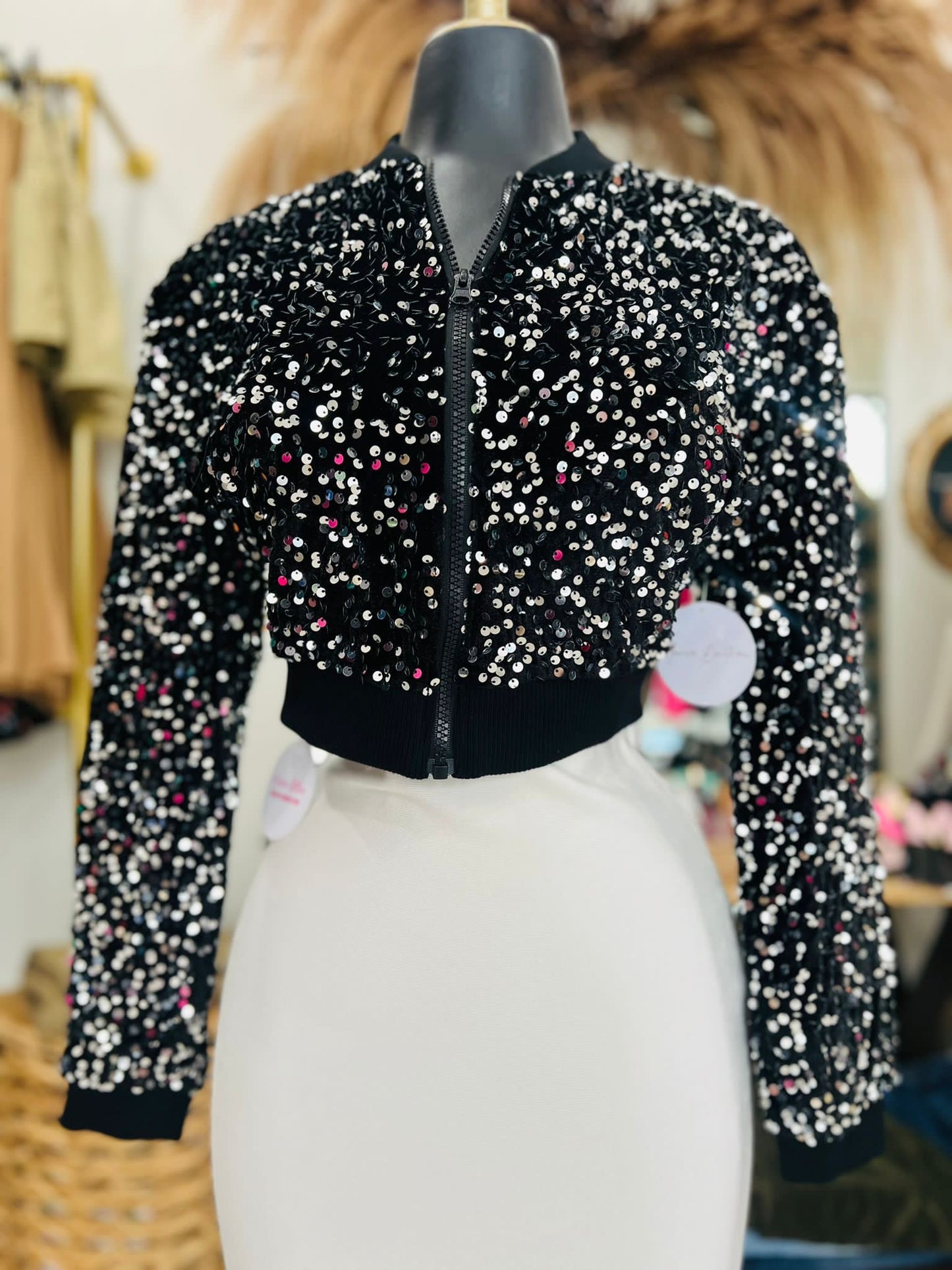 Sequin bomber jacket