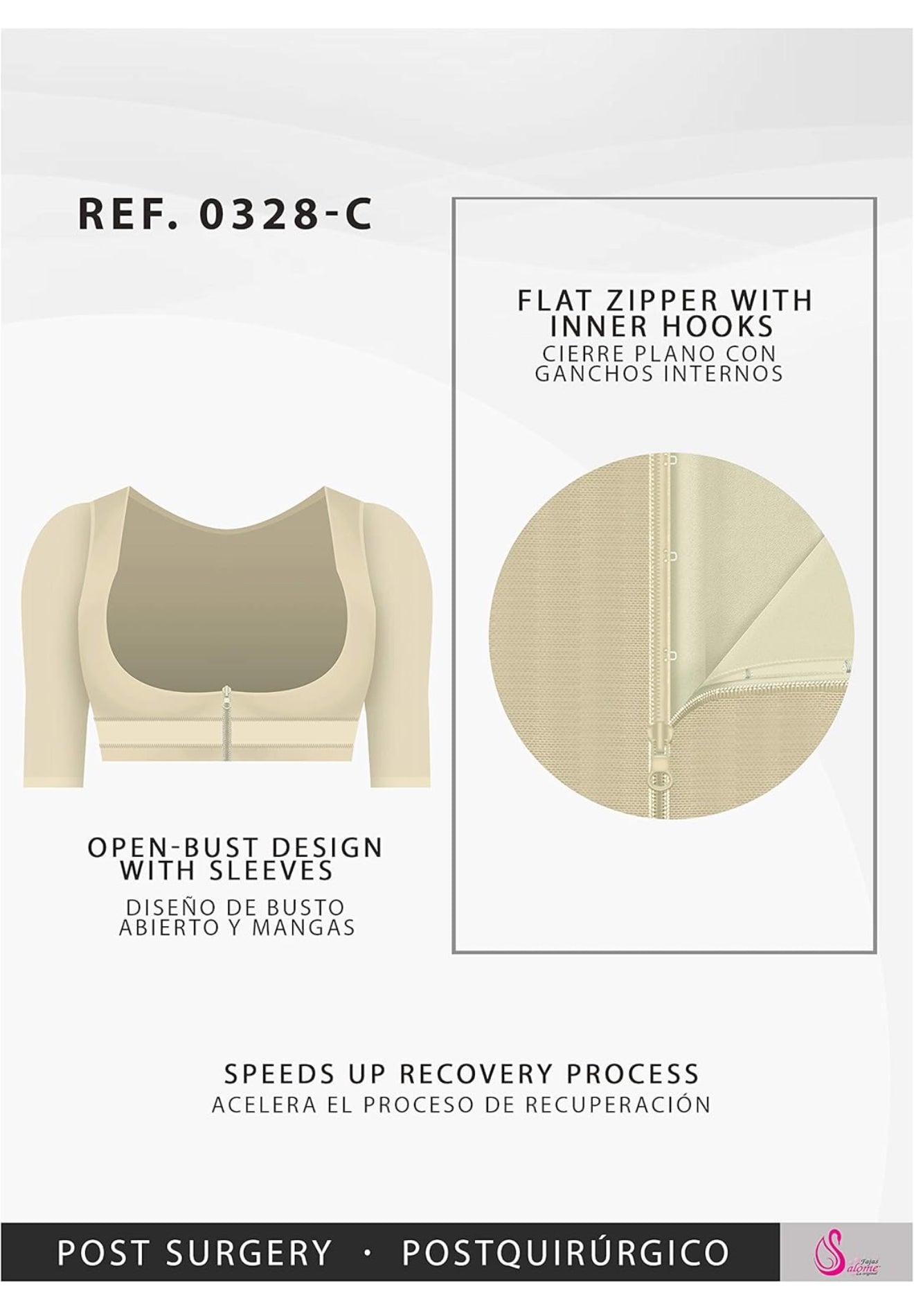 Salome 0328-C Compression Sleeve Upper Arm Shaper Post Surgery for Women Fajas Colombianas Chaleco con