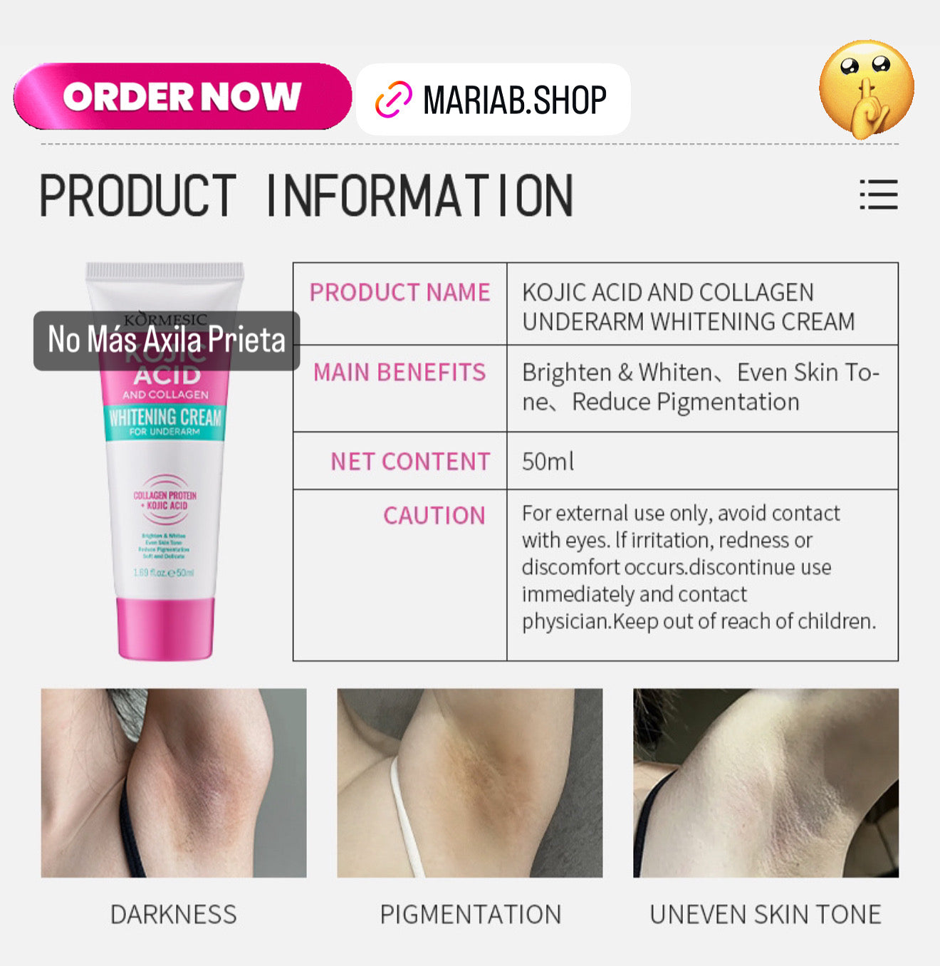 Crema para la axila prieta