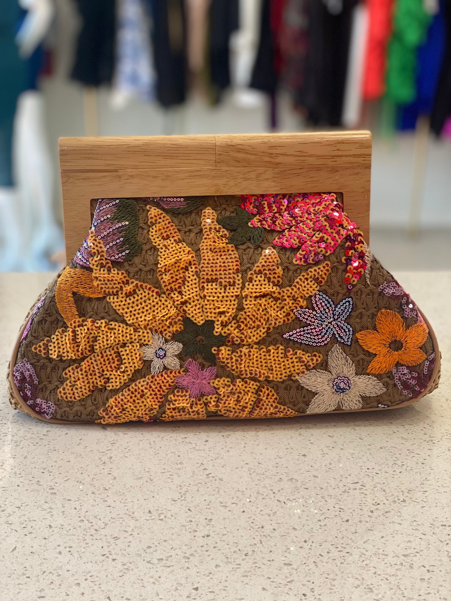 Floral Sequin clutch