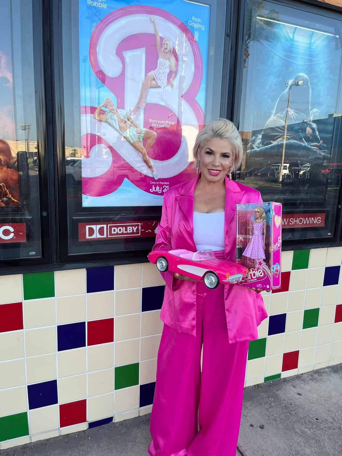 Geneva satin blazer , bralette and palazzo pants set