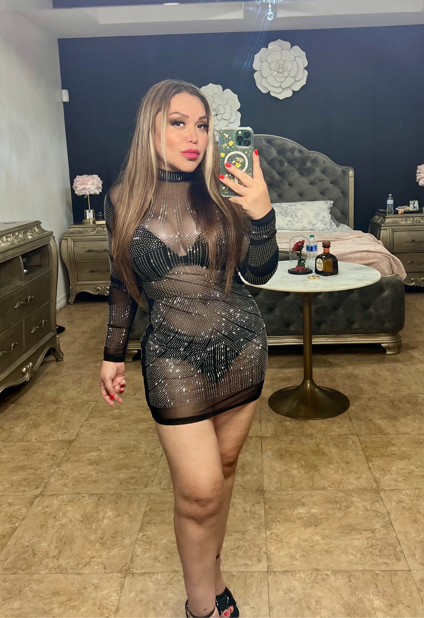 Donna Mesh Mini Dress