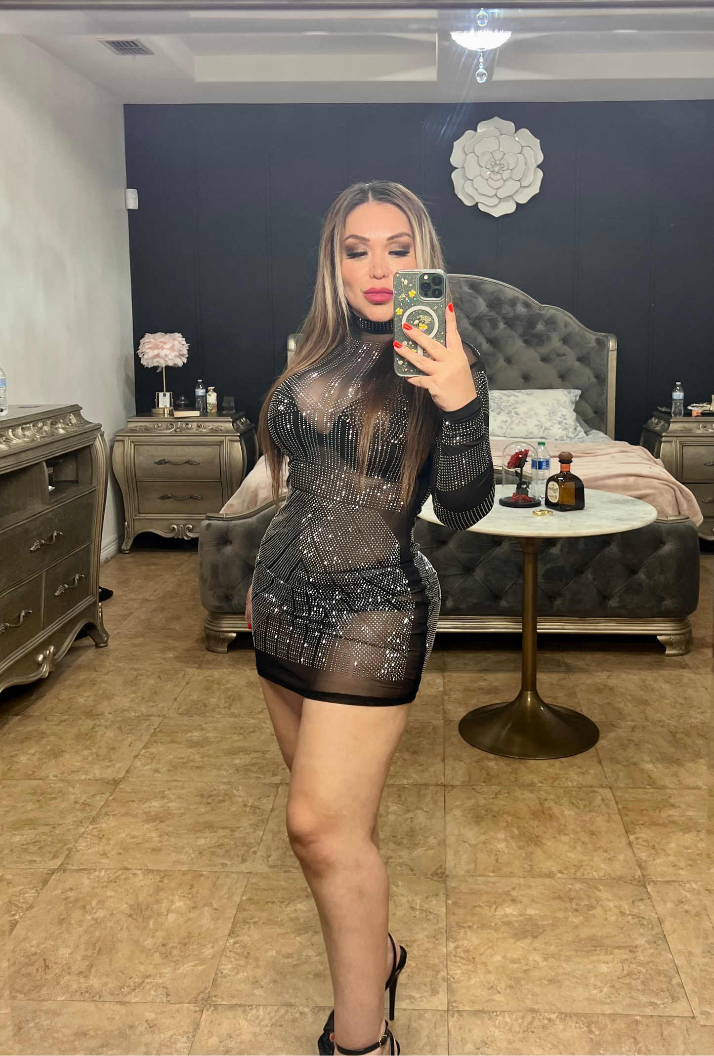 Donna Mesh Mini Dress