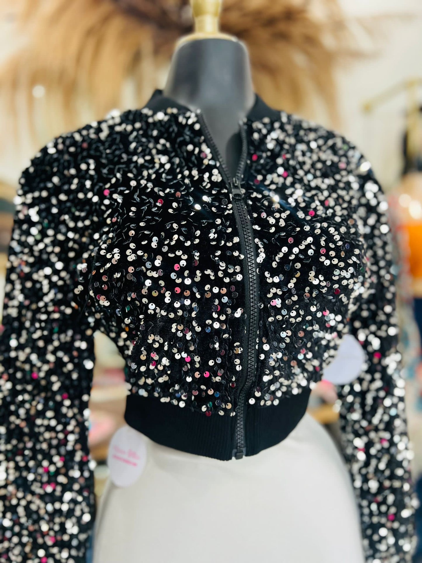 Sequin bomber jacket