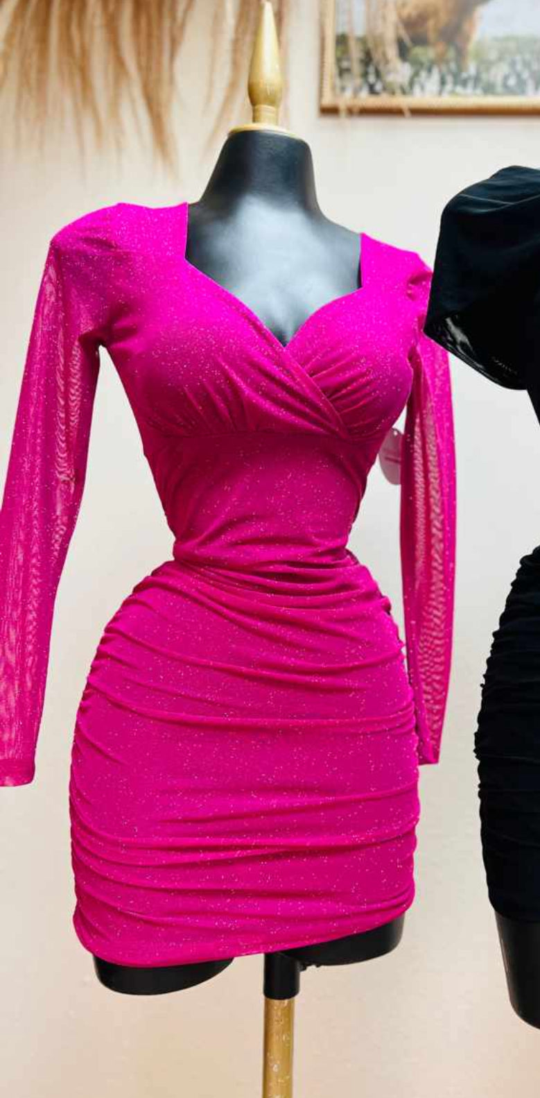 Hot pink mini dress