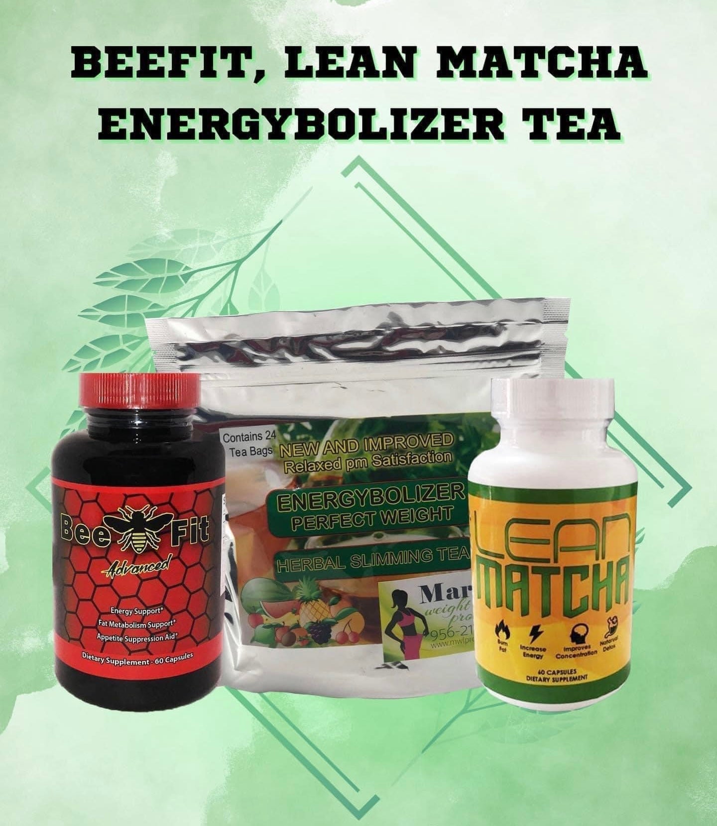 Bee Fit, Lean Matcha & Energybolizer Tea pack