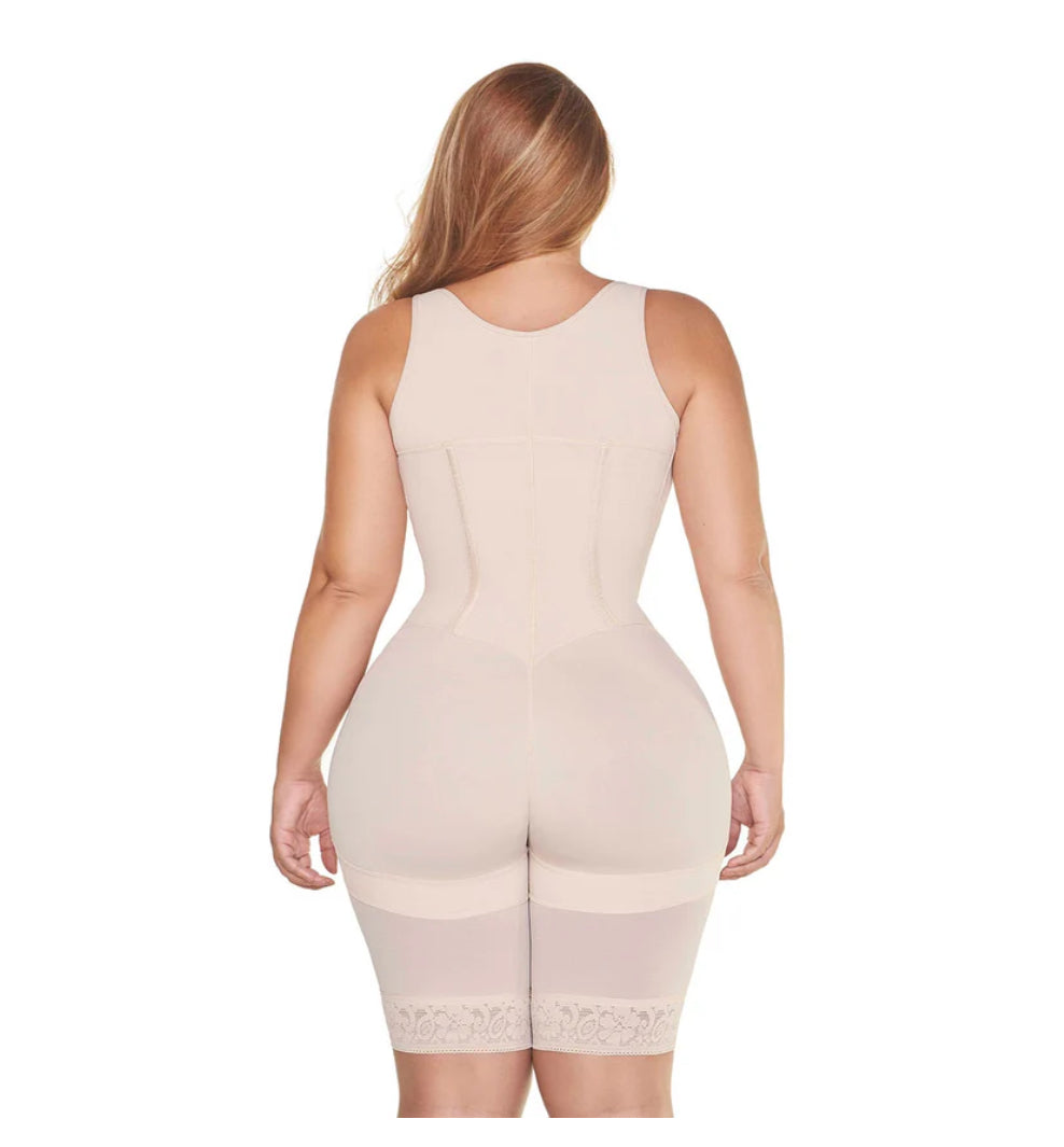 Faja Colombiana Knee Length Tummy Control Open Bust Bodysuit MariaE RA002