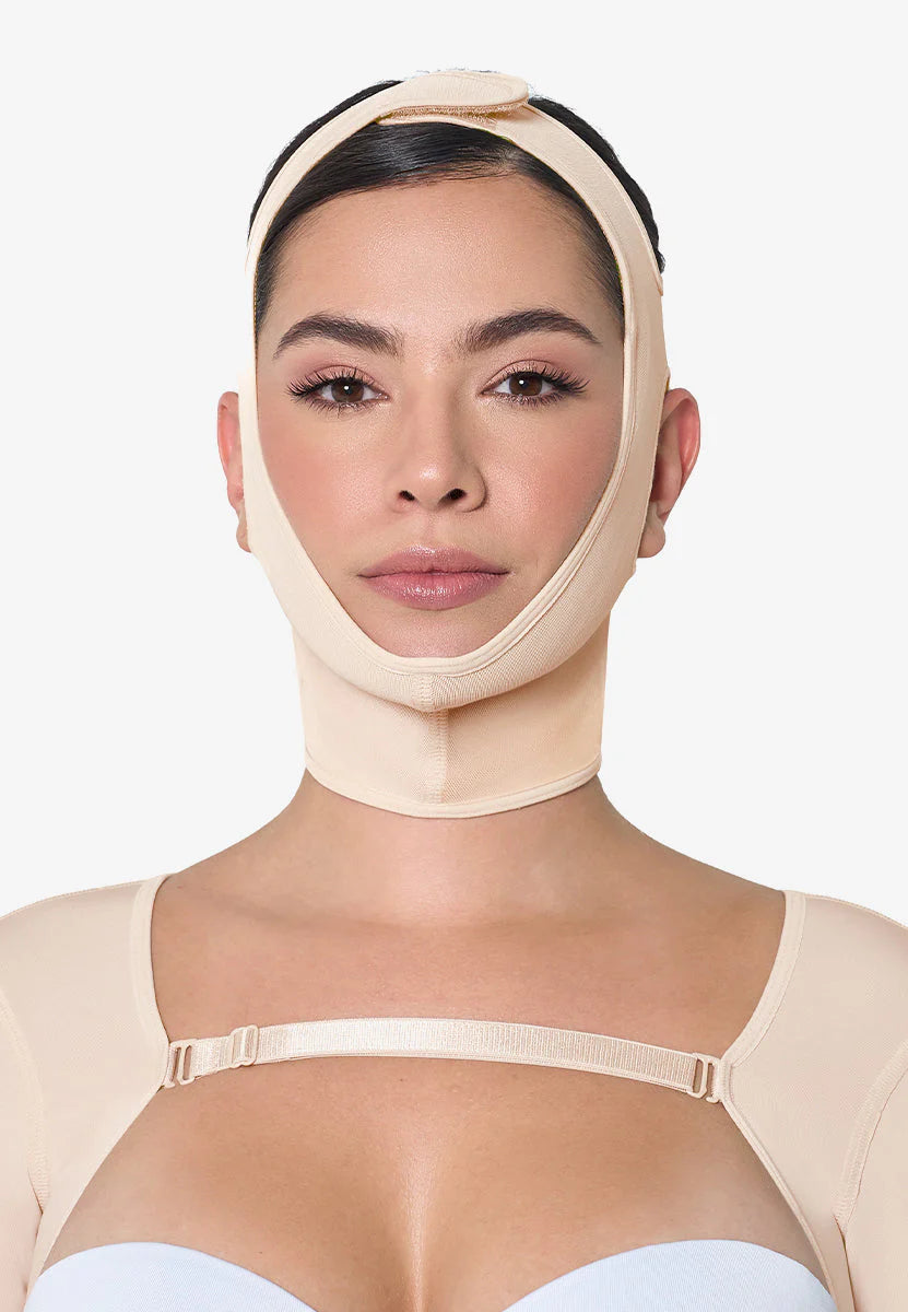 MariaE 9010-4 Powernet Chin Strap Compression Garment for Post-Surgery Recovery, Jawline Support & Facial Contouring
