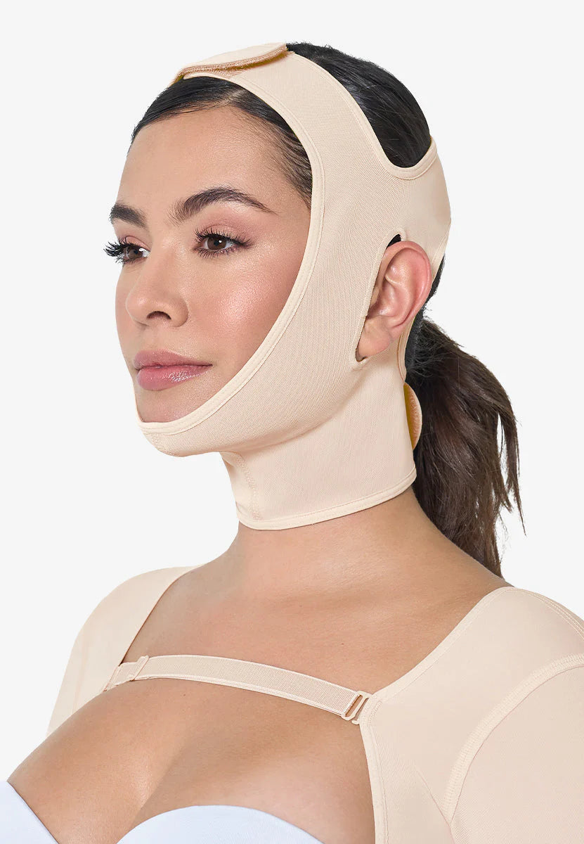 MariaE 9010-4 Powernet Chin Strap Compression Garment for Post-Surgery Recovery, Jawline Support & Facial Contouring