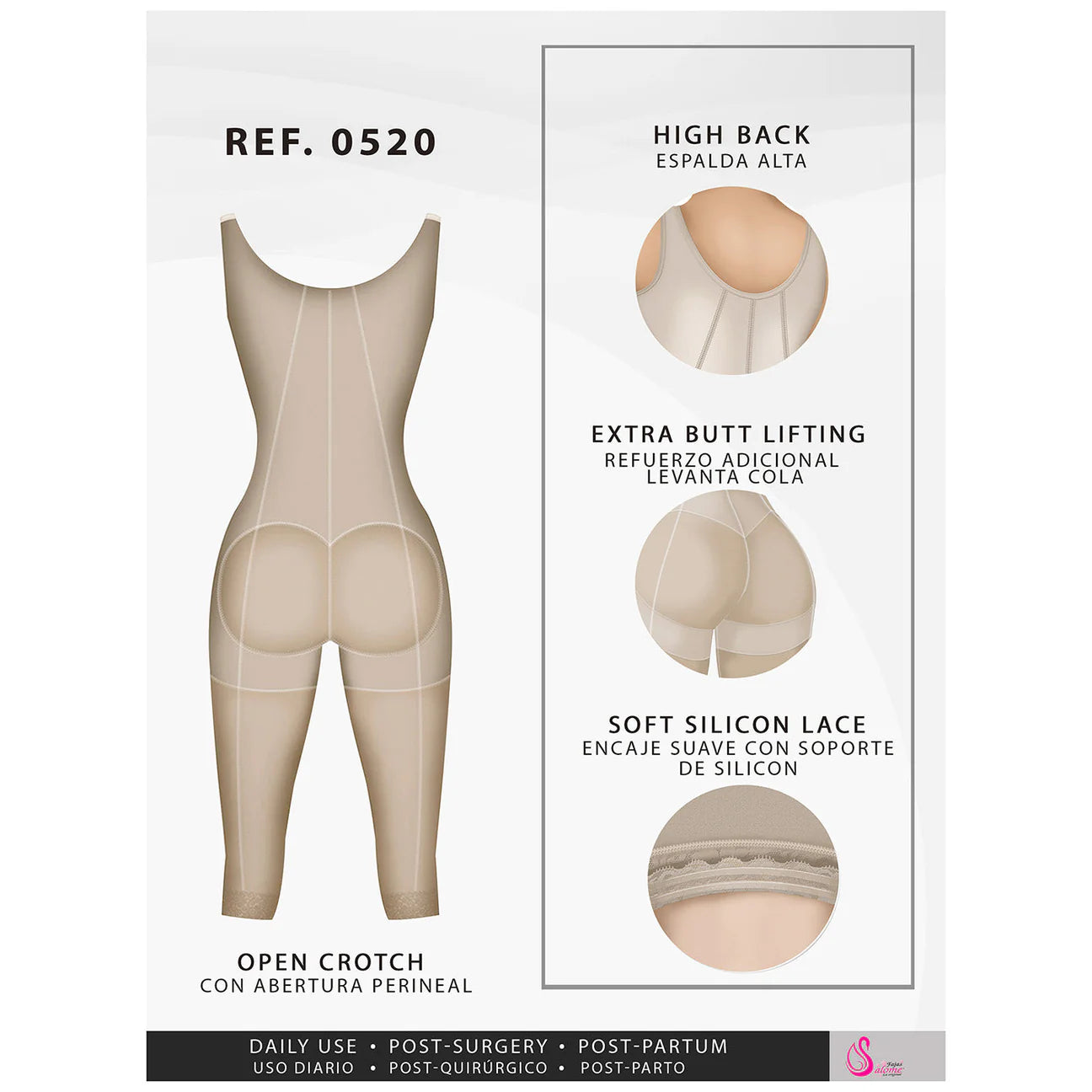 Fajas Salome 0520 | Colombian Lipo Compression Garment | Open Bust Post Surgery Shapewear