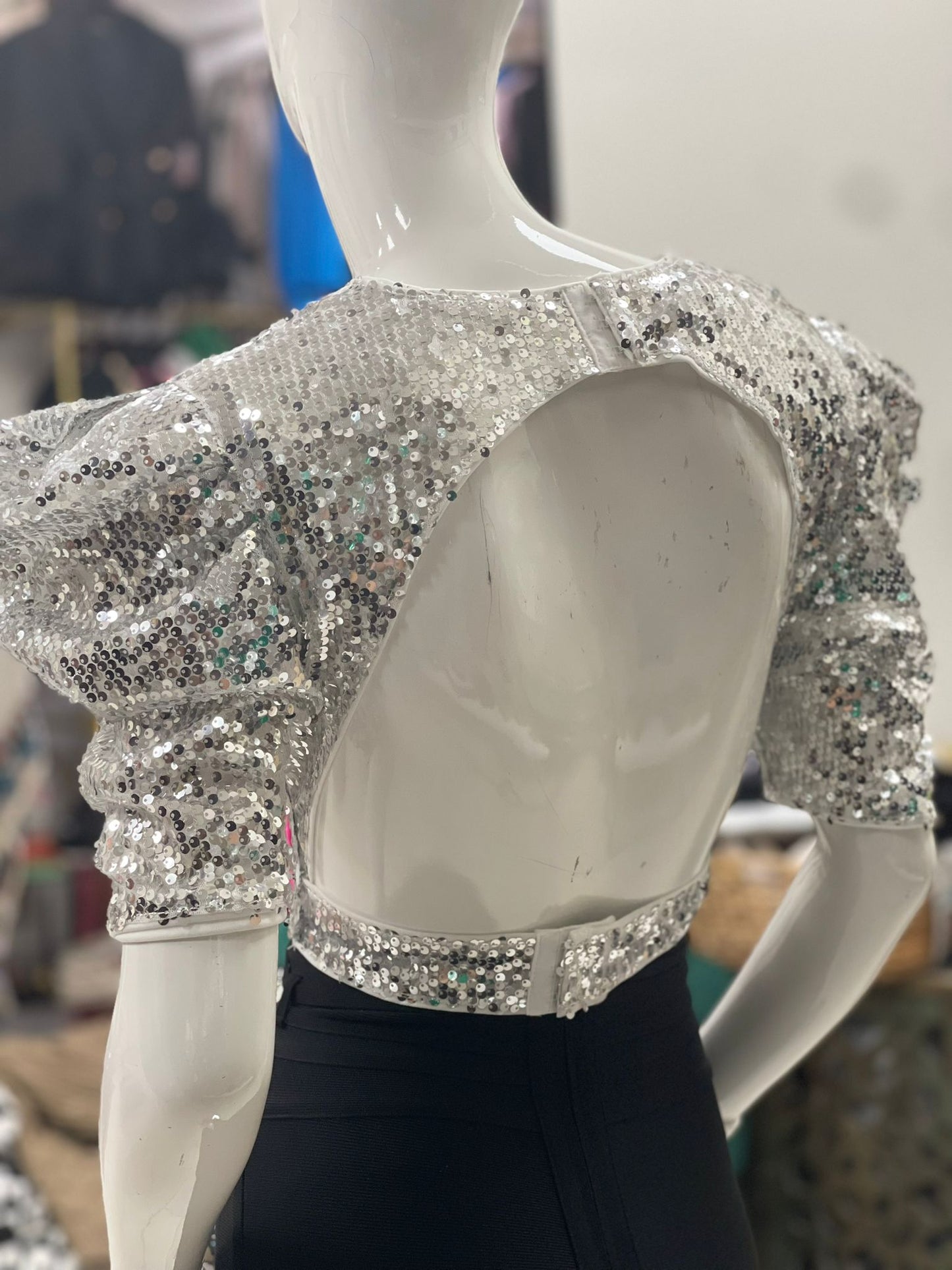 Silver Sequence Cropped Top