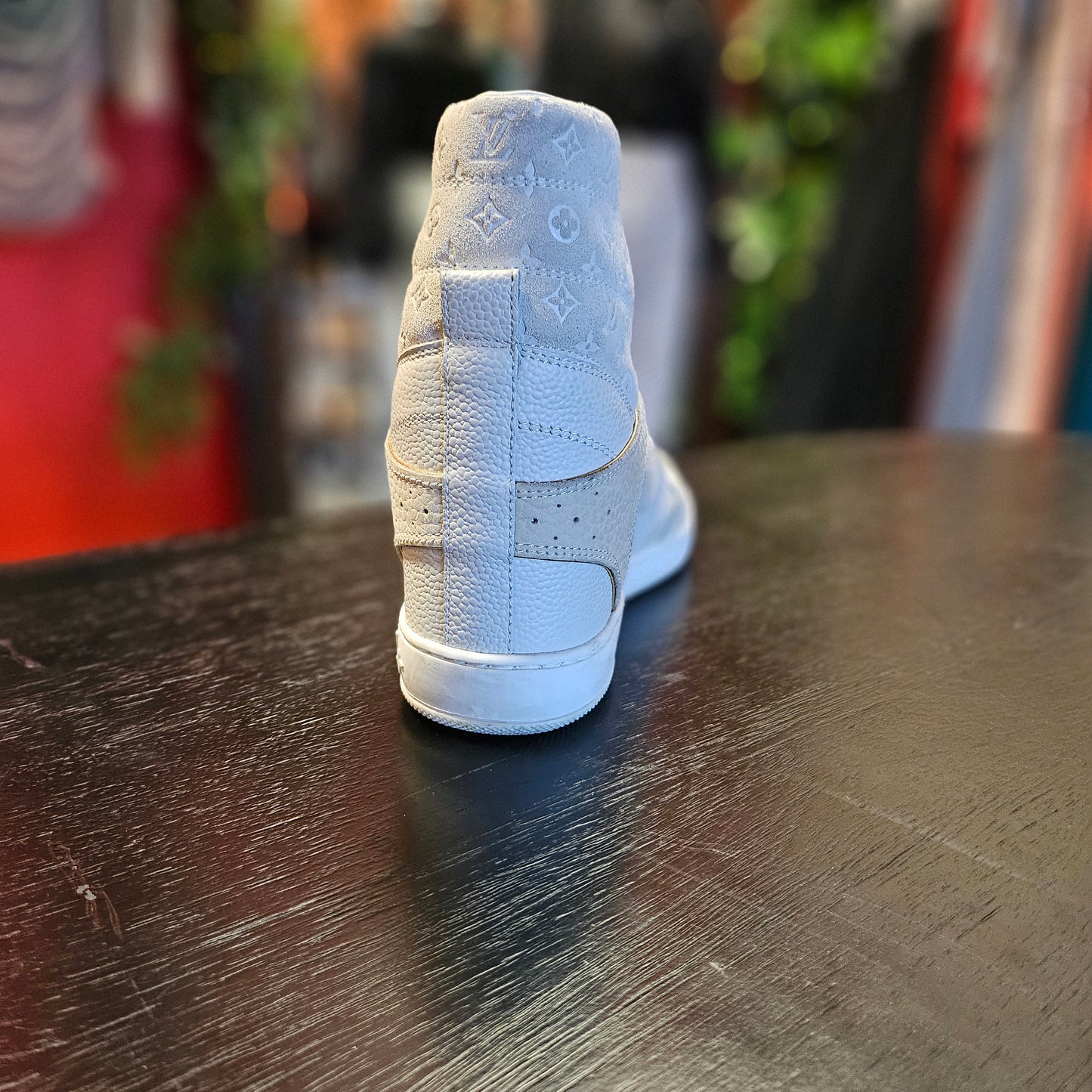 Louis Vuitton Beige Monogram Suede and Leather Millennium Wedge Sneakers