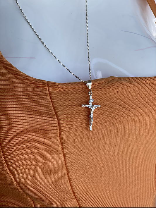 925 silver crucifix on beaded chain