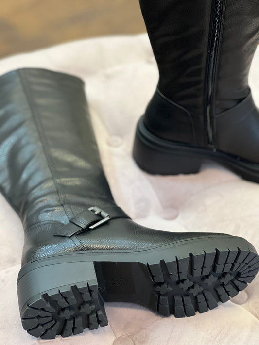 Black leather boots